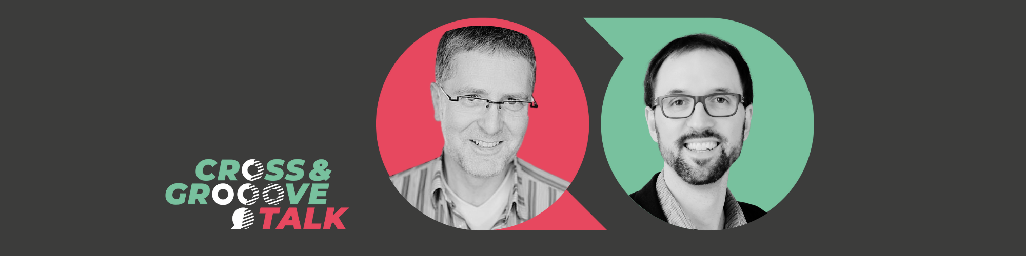 Thomas Nowack und Carsten Hauptmann mit dem Logo Cross and Grooove Titelbild der Veranstaltung CROSS & GROOOVE TALK | Im Dschungel Urheberrecht