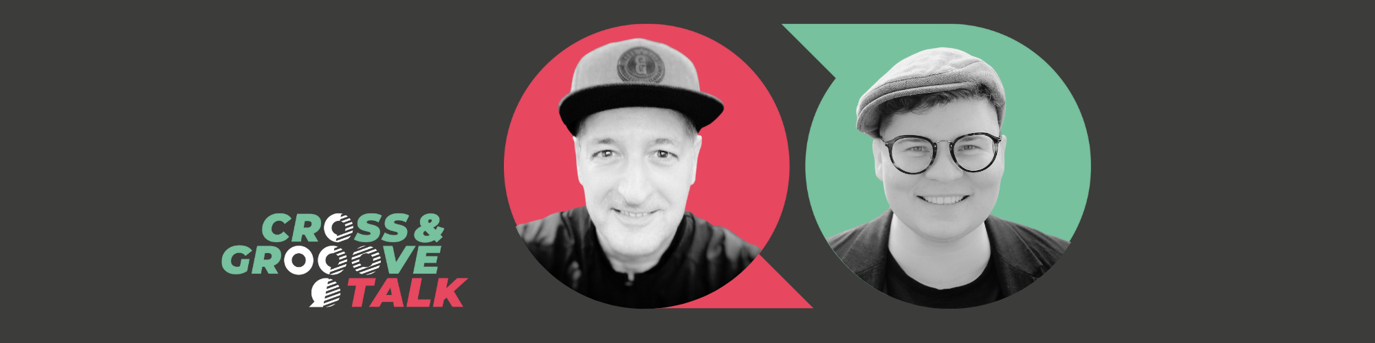 Lukas di Nunzio und Rebecca Viertel mit dem Logo Cross and Grooove Titelbild der Veranstaltung CROSS & GROOOVE TALK | CCLI & Songselect